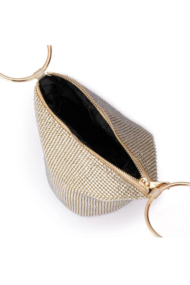 Ellie Crystal Mesh Handle Bag - Champagne by Olga Berg