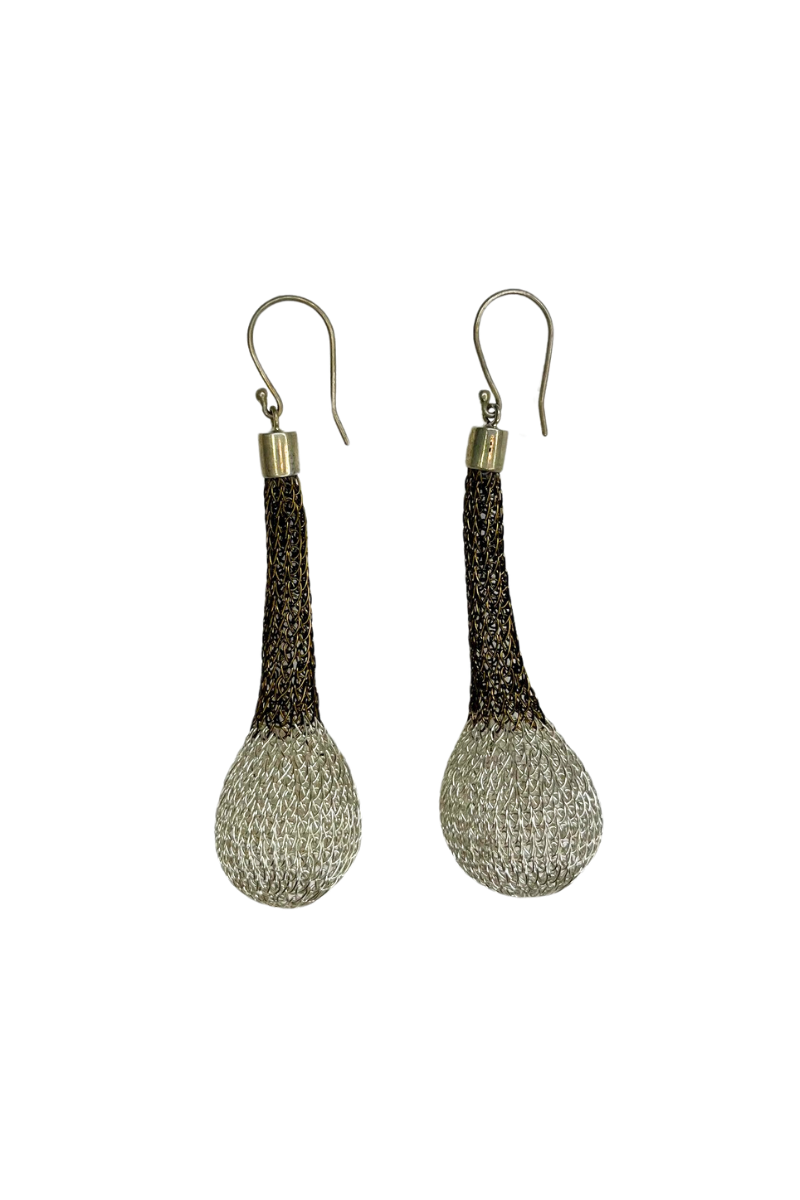 Shop Exclamation Antique & Silver Hand Crochet Mesh Earrings - Origen Imports