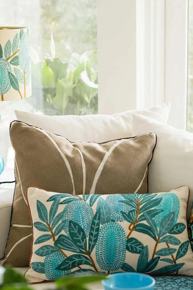 Banksia Embroidered Cushion
