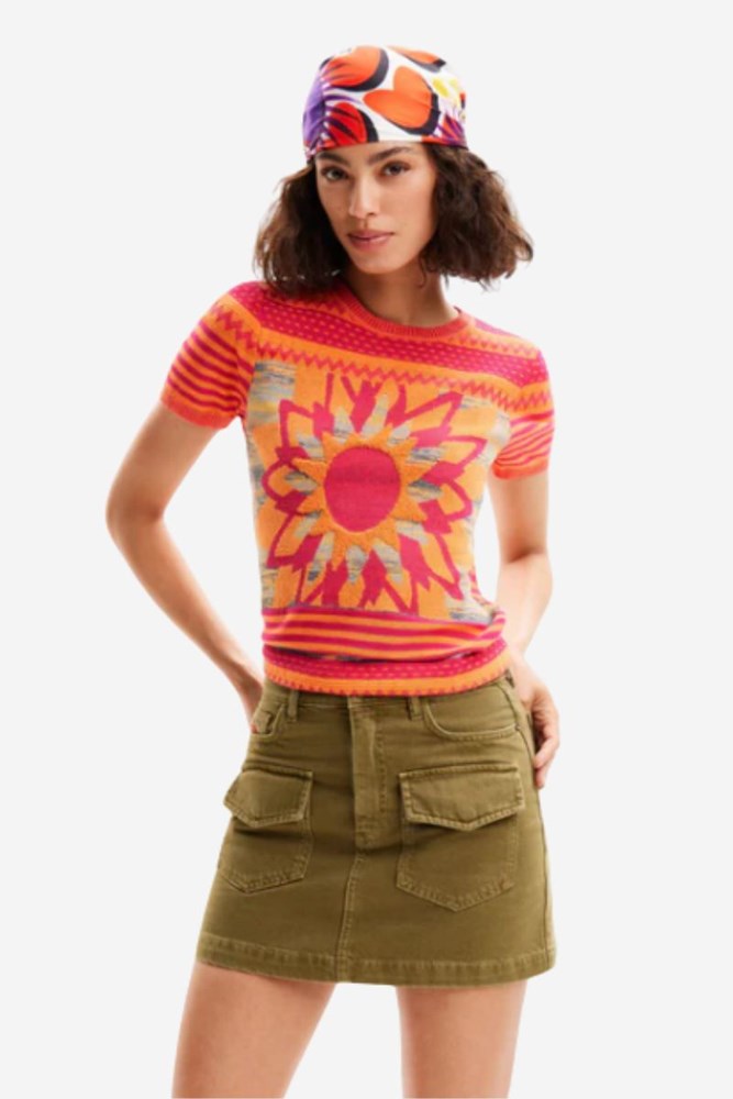 Knit Flower T-Shirt By Desigual