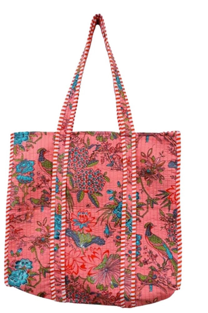 Cotton Reversible Tote by Origen - Floral Peacock