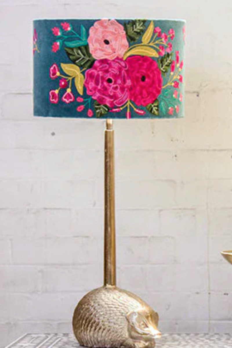 Shop Velvet Floral Drum Lampshade - Origen Imports