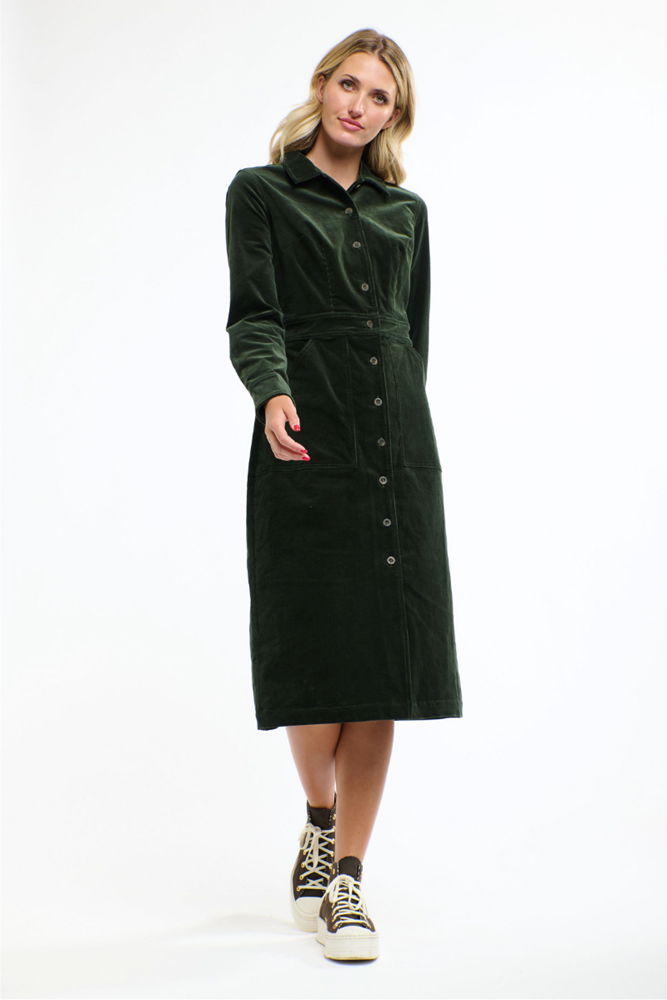 Shop Forest Green Mansfield Cord Dress By 365 Days - Origen Imports