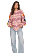 Mauve Ashley Embroidered Gingham Blouse