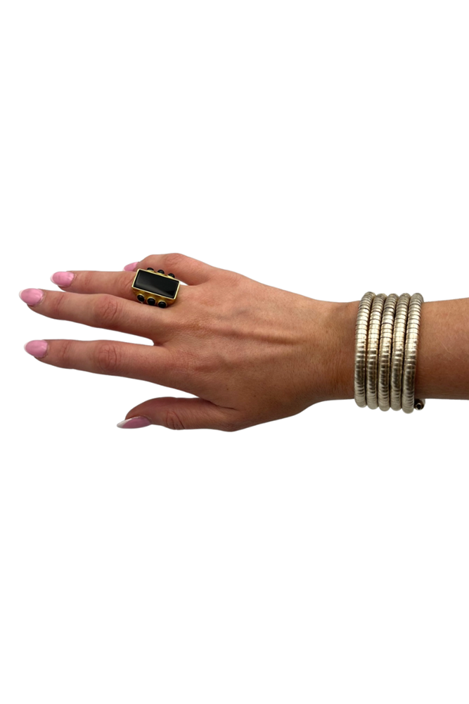 Shop Gold & Black Stone Statement Ring – A Touch of Tribal Elegance - Origen Imports