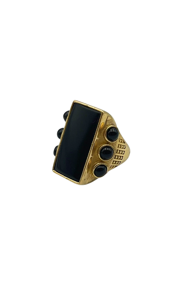 Shop Gold & Black Stone Statement Ring – A Touch of Tribal Elegance - Origen Imports
