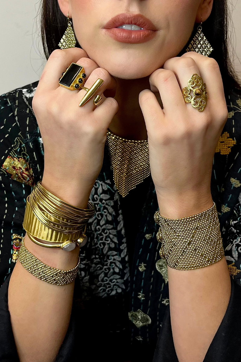 Shop Luna Gold Hammered Cuff Bracelet By Origen Imports - Origen Imports