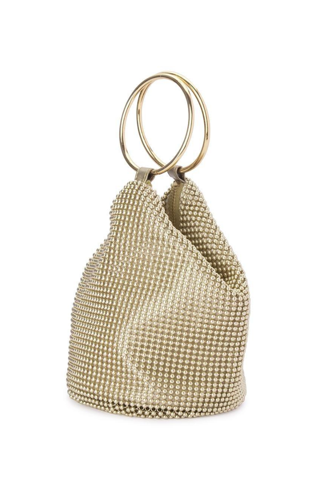 Shop Gold Bianca Ball Mesh Handle Bag - Origen Imports