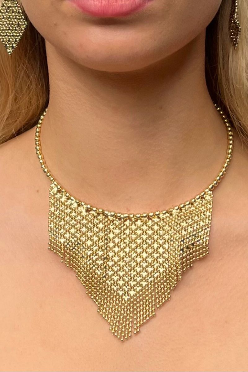 Shop Gold Fringe Choker Necklace By Origen - Origen Imports