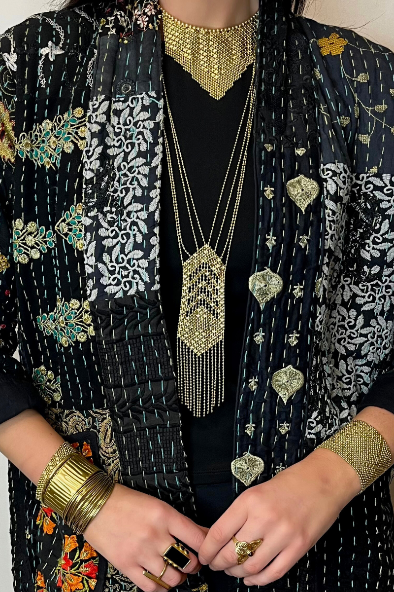 Shop Gold Fringe Choker Necklace By Origen - Origen Imports