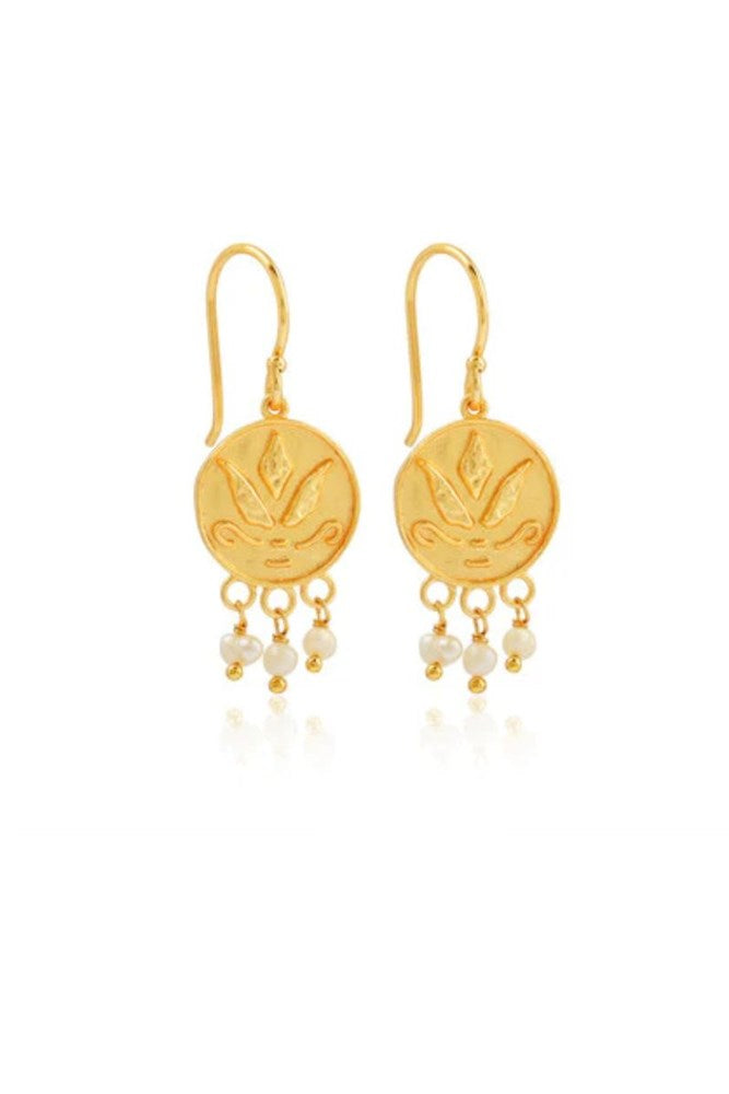 Lotus Pearl Drop Earrings