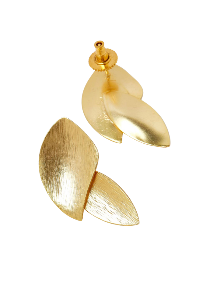 Shop Gold Handbrushed Petal Earrings - Origen Imports