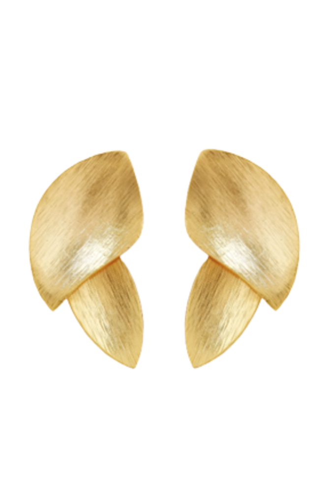 Shop Gold Handbrushed Petal Earrings - Origen Imports