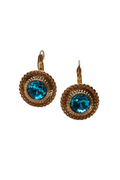 Shop Gold Lara Round Blue Gem Earring - Origen Imports