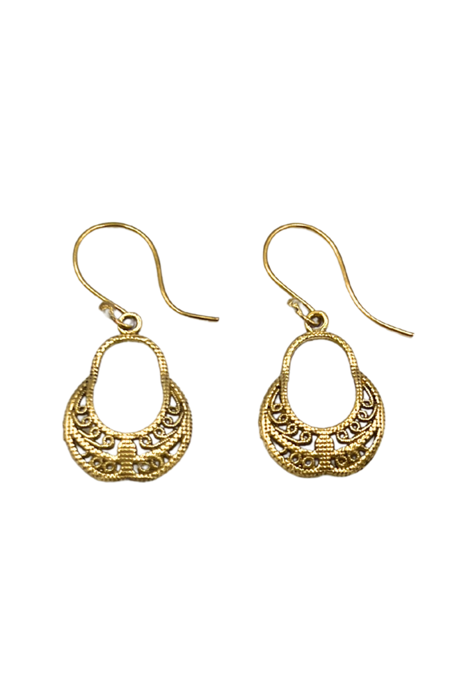 Shop Gold Taj Brass Drop Earrings by Origen - Origen Imports