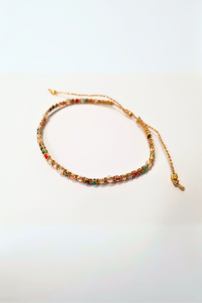 Shop Sliding Knot Miyuki Beads & Gold Lurex Bracelet - Origen Imports