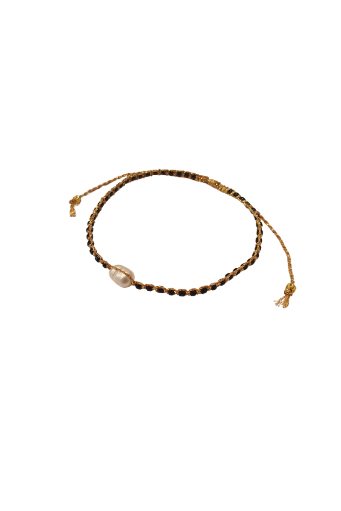 Shop Sliding Knot Pearl & Gold Lurex Bracelet - Origen Imports