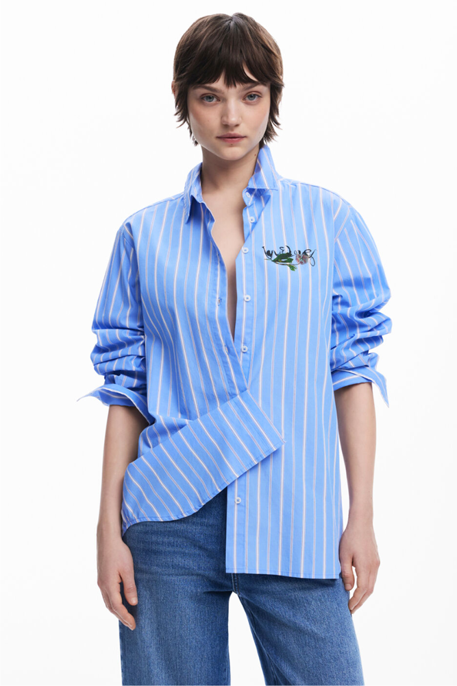Shop Graffiti Blue Striped Shirt By Desigual - Origen Imports
