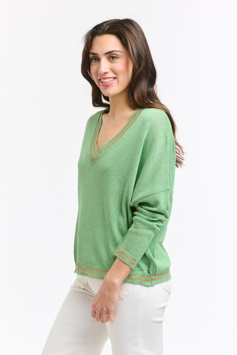Shop Green & Gold Lurex College Knit by Italian Star - Origen Imports