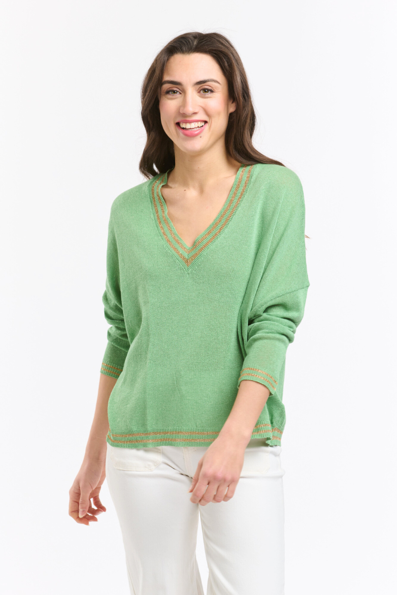 Shop Green & Gold Lurex College Knit by Italian Star - Origen Imports