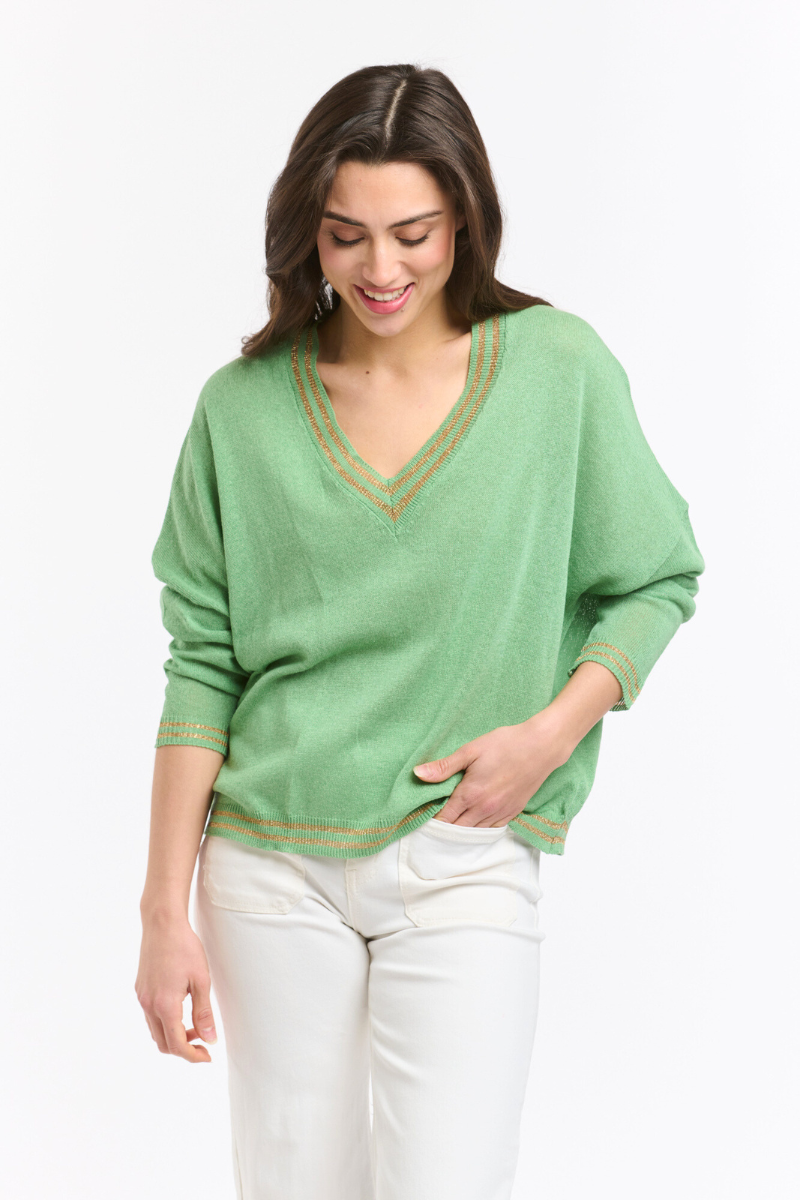 Shop Green & Gold Lurex College Knit by Italian Star - Origen Imports