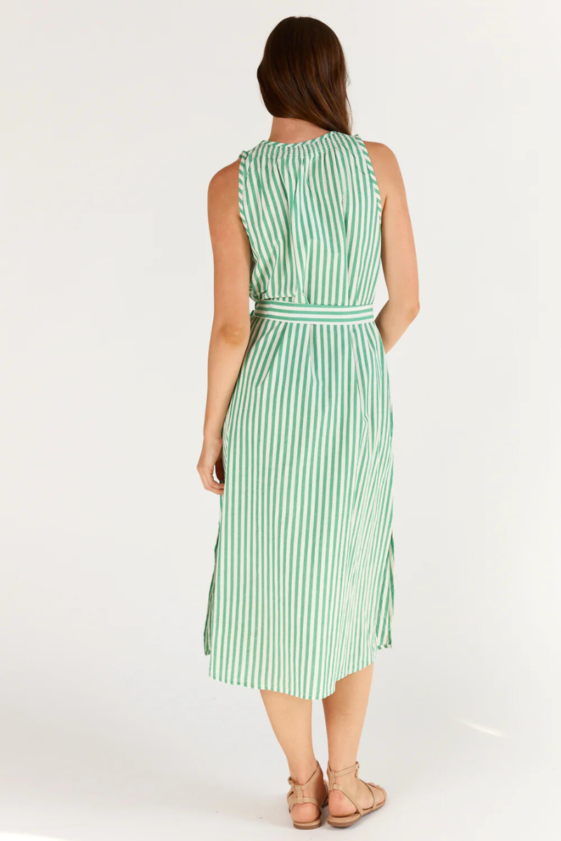 Shop Green Stripe Sleeveless Dress by Itami - Origen Imports