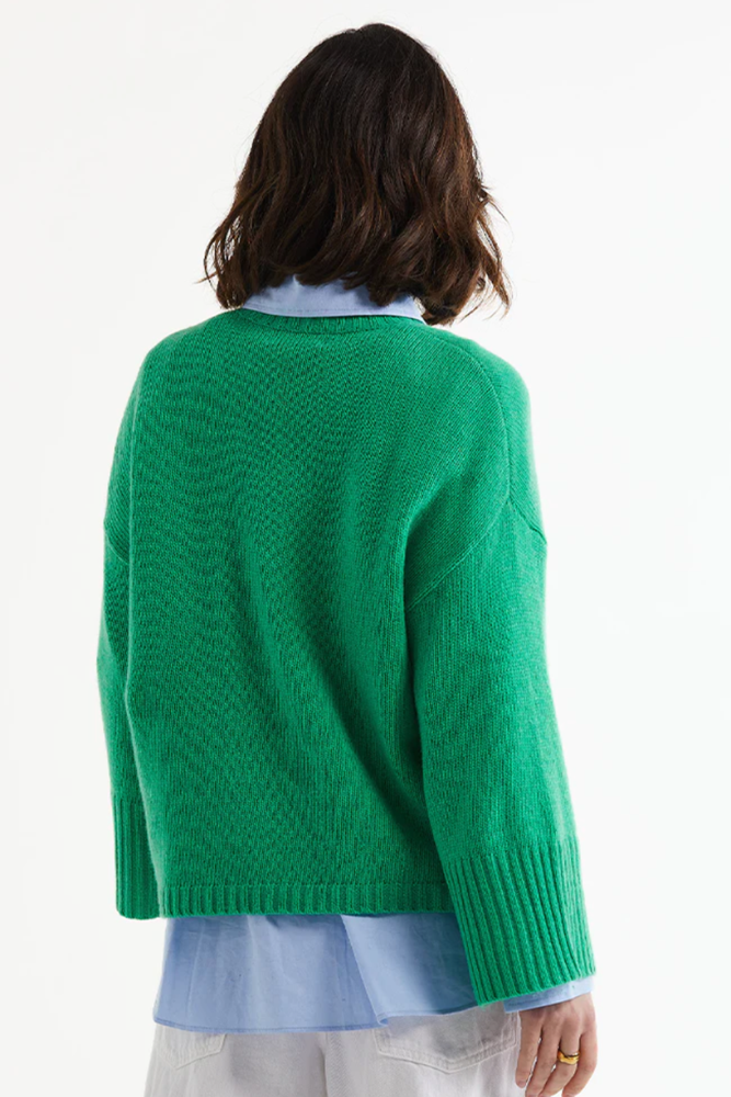 Shop Parakeet Green Wide Sleeve Crew Neck Knit By LD & CO - Origen Imports