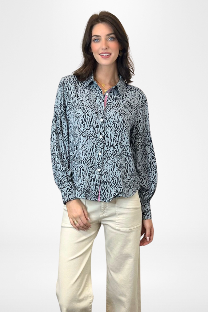 Shop Sophia Shirt Grey Animal Print By Pixi Carnival - Origen Imports