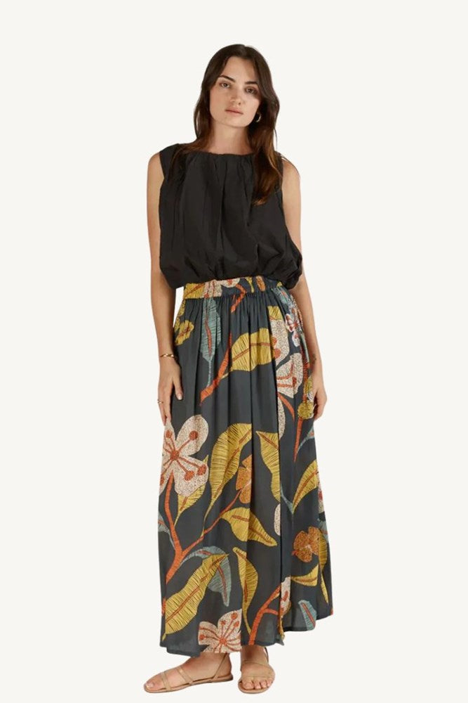 Shop Grey Floral Maxi Skirt By Itami - Origen Imports