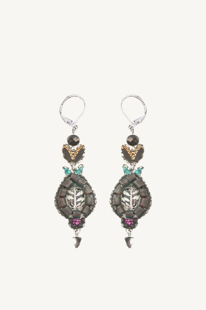 Grey Obsidian Black Hanging Earrings by Ayala Bar