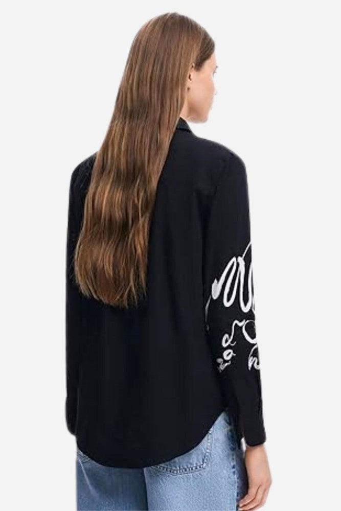 Desigual Ink Letters Arty Print Shirt – Black