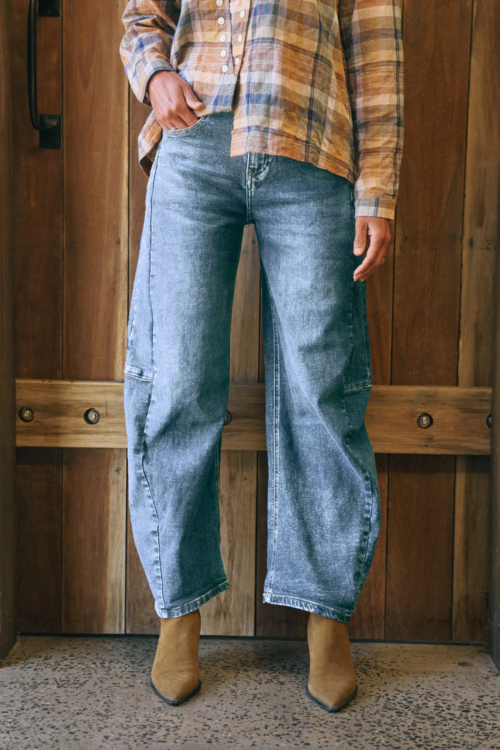 Mid Denim Idaho Barrel Jean by Italian Star