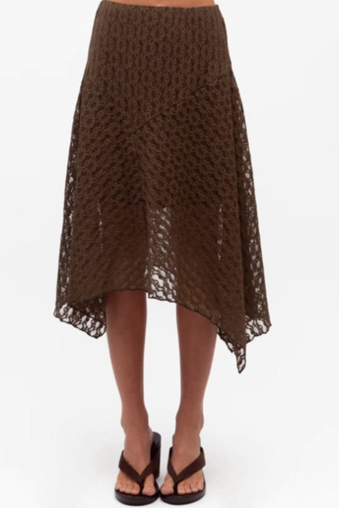 Chocolate Midi Lace Skirt