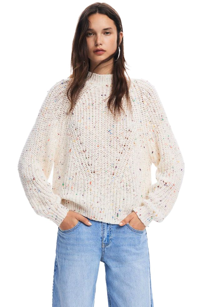 Shop Jers Derby Cream Oversized Knit By Desigual - Origen Imports
