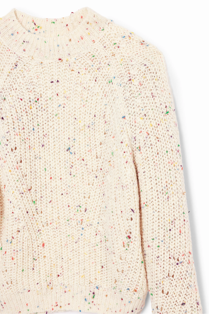 Shop Jers Derby Cream Oversized Knit By Desigual - Origen Imports