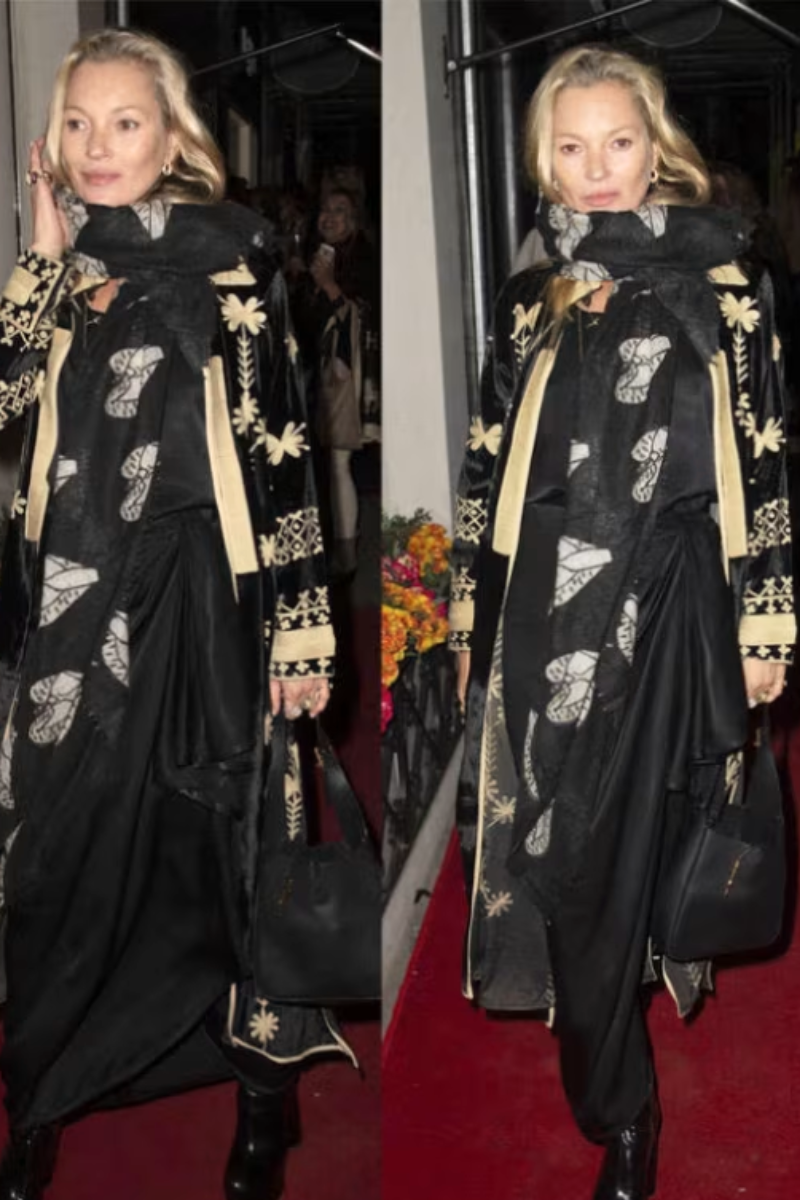 Shop Lavanya  Embroidered Silk Velvet Long Coat in Black & Cream By Origen - Origen Imports