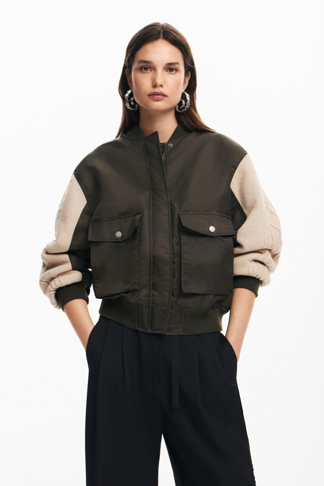Shop Khaki Bomber Jacket By Desigual - Origen Imports