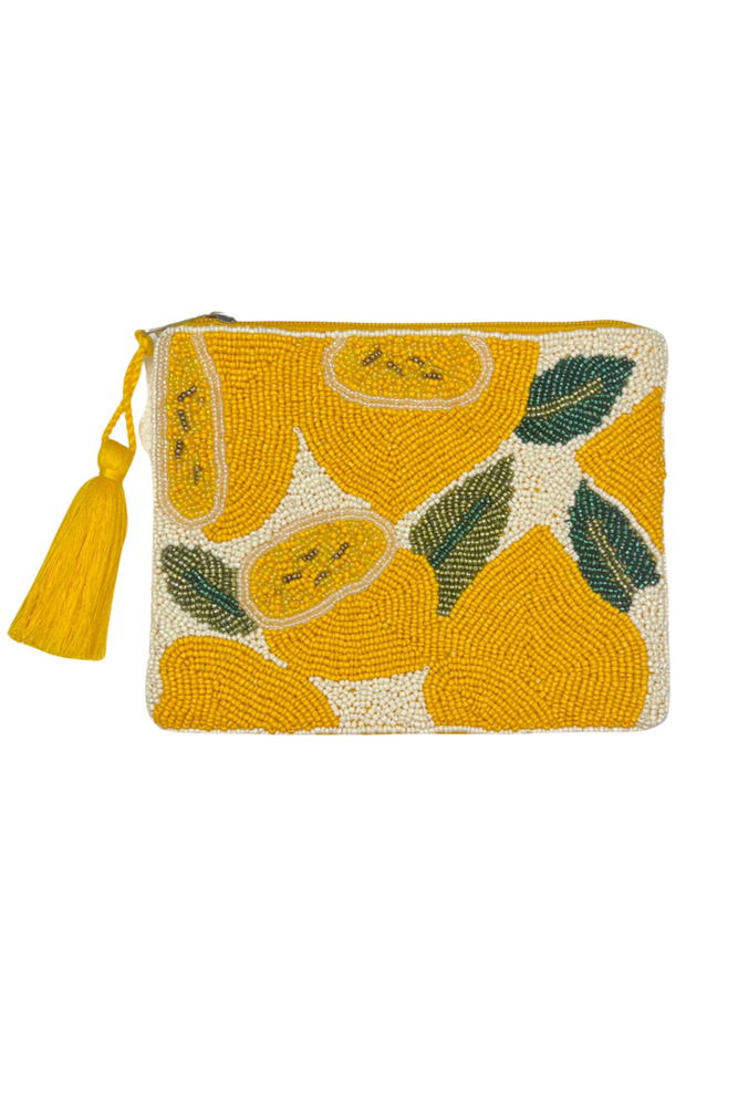 Shop Lemon Beaded Pouch - Origen Imports