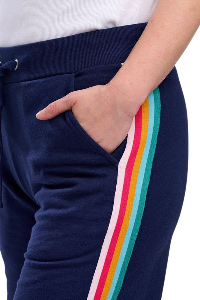 Shop Liana Joggers by SugarHill Brighton - Navy, Rainbow Trim - Origen Imports
