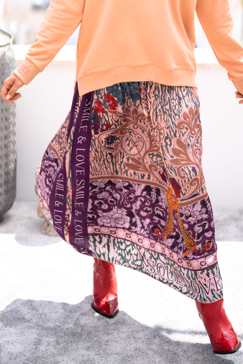 Shop Lilac Snake Maxi Skirt By Miss Goodlife - Origen Imports