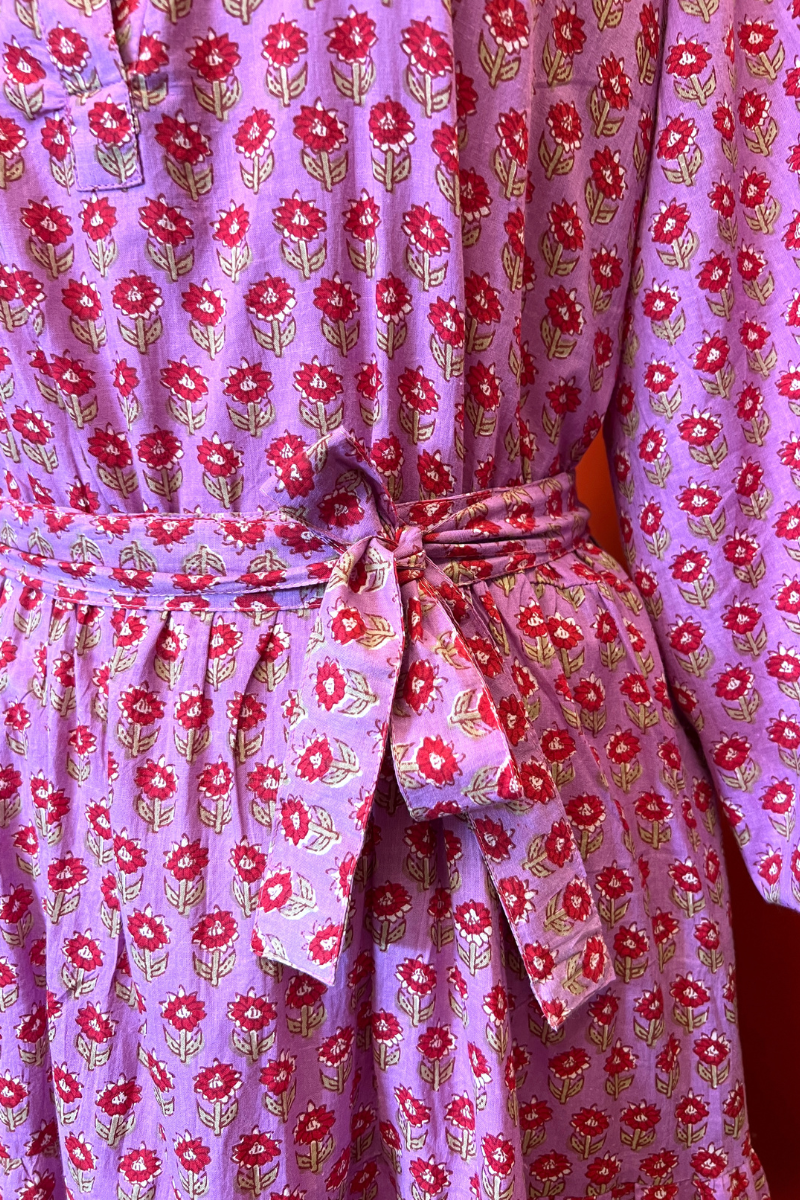 Shop Lilac V Neck Ditsy Floral Cotton Dress - Origen Imports