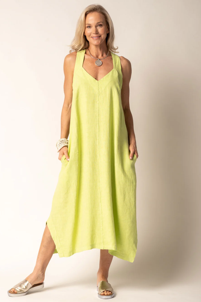 Shop Lime Dahlia Linen Dress - Origen Imports