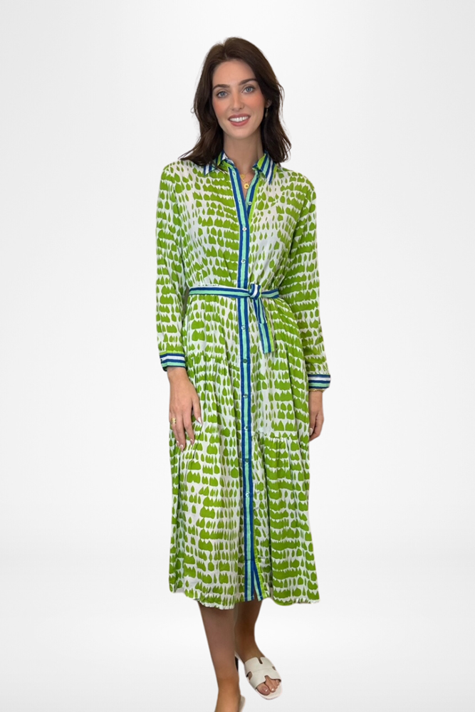 Shop Lime Green Ariel Abstract Shirt Dress By Pixi Carnival - Origen Imports