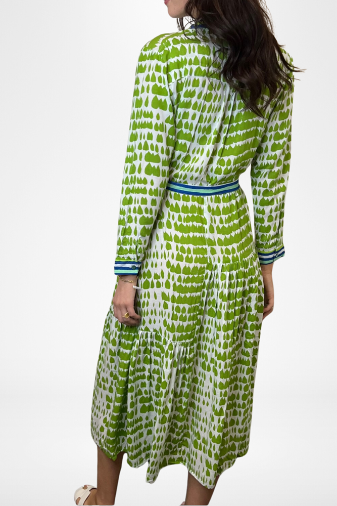 Shop Lime Green Ariel Abstract Shirt Dress By Pixi Carnival - Origen Imports