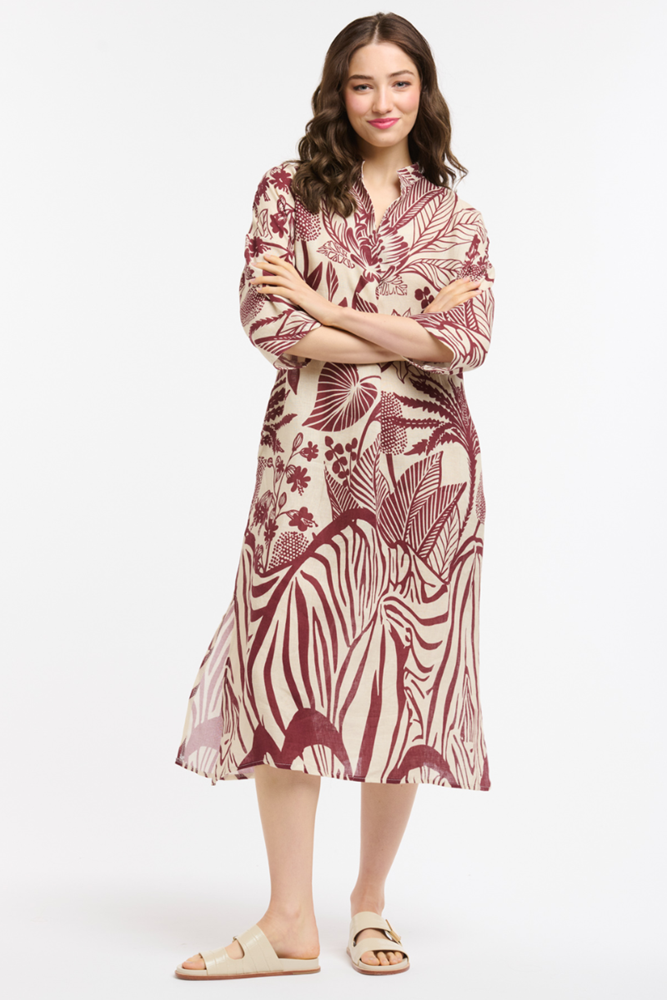 Shop Linen Dress With Floral Print by Urban Luxury - Origen Imports