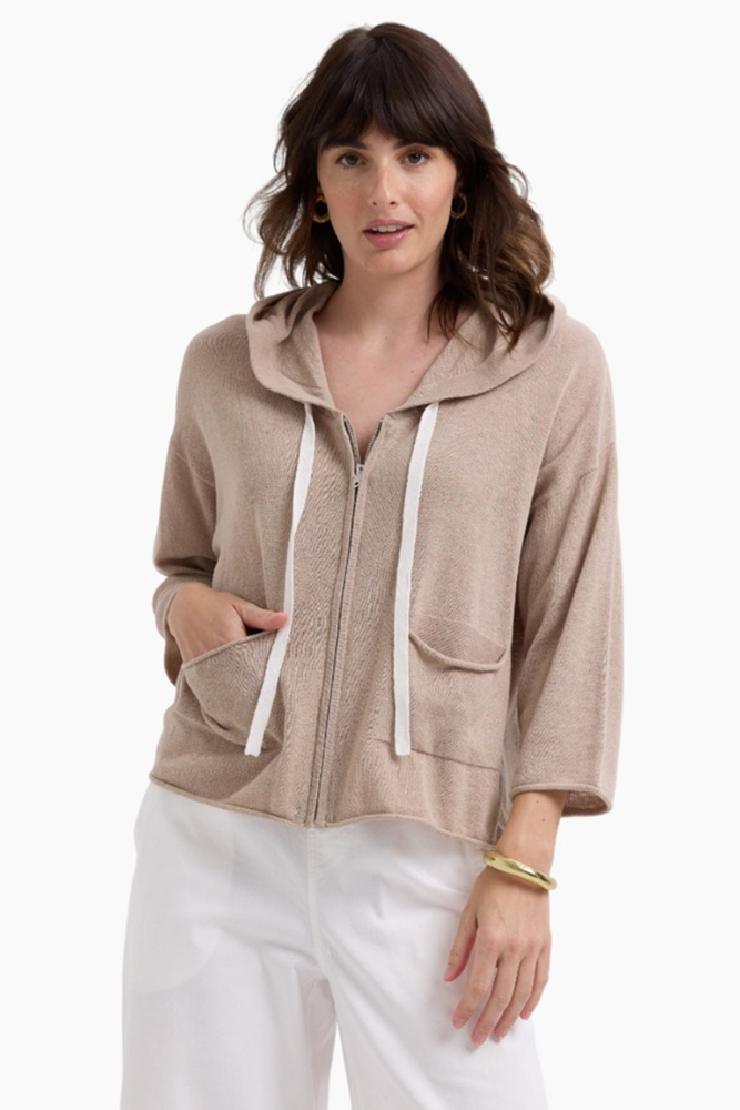 Shop Linen Taupe Hoodie By LD + Co - Origen Imports