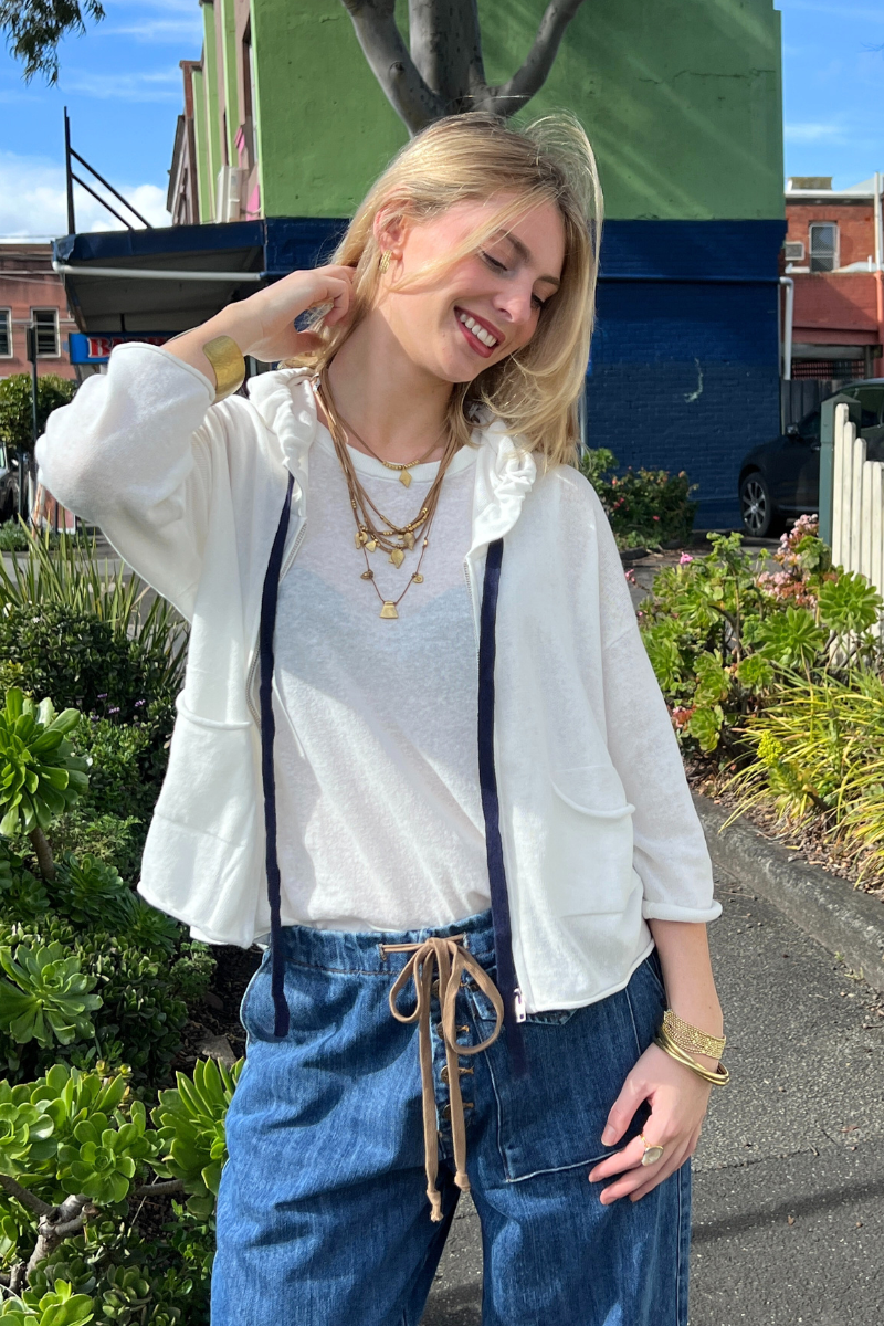 Shop Linen White Hoodie By LD + Co - Origen Imports