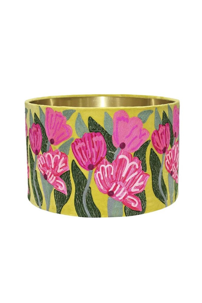 Lotus Flower cotton velvet drum shade