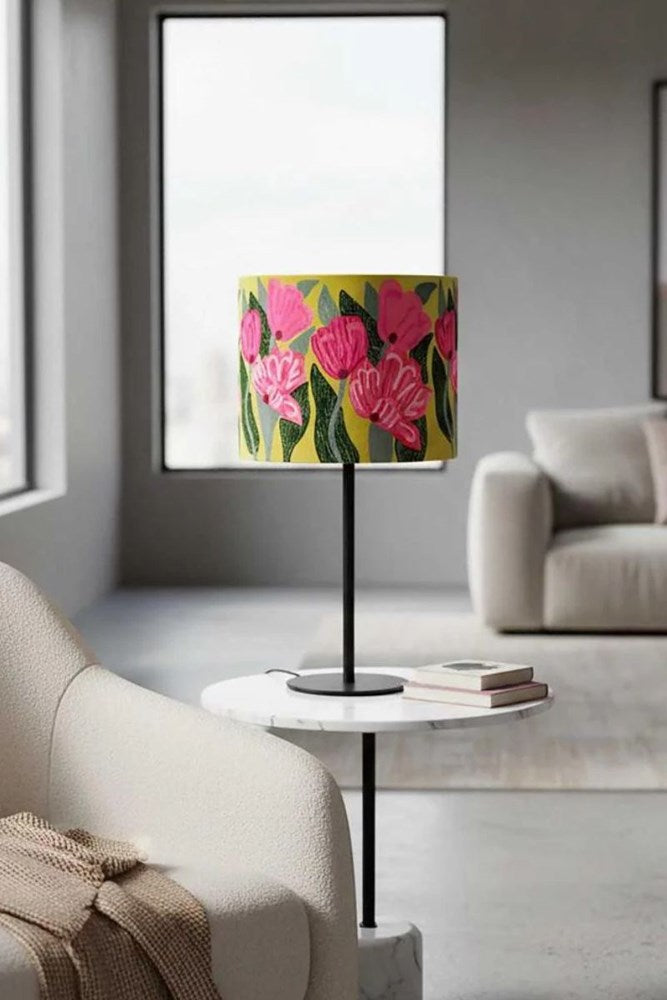 Lotus Flower cotton velvet drum shade