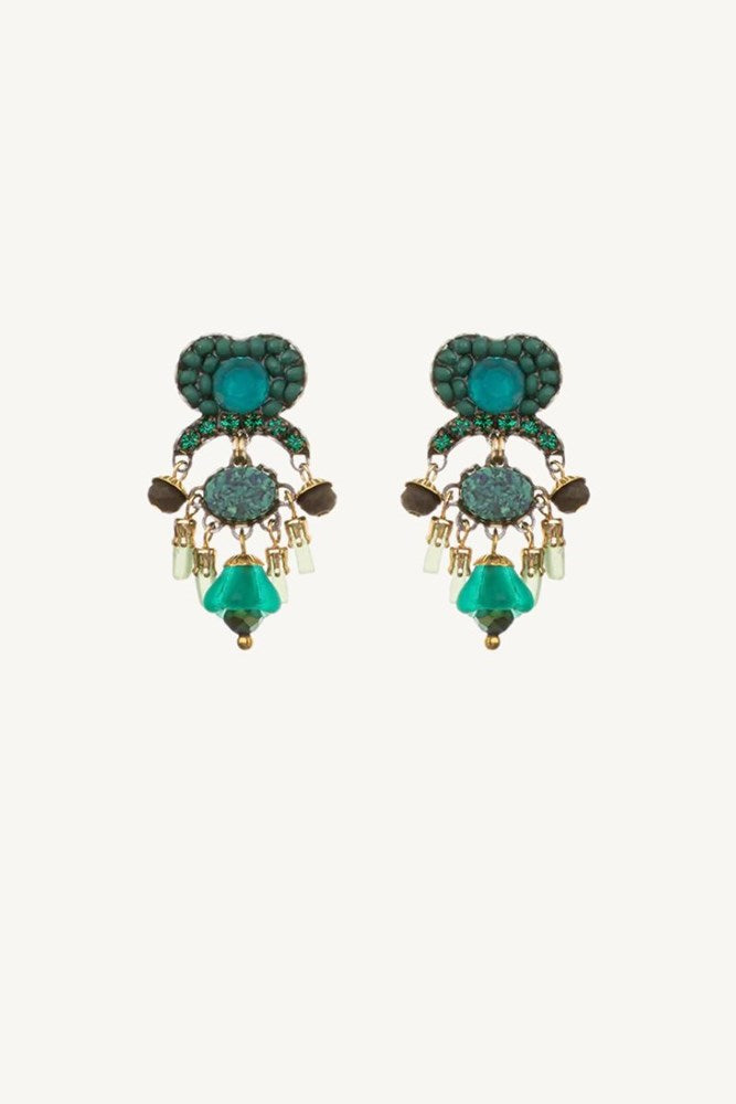 Green Beaded Lugh Earrings by Ayala Bar